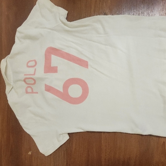 Ralph Lauren Cream Polo Shirt ONY Pink Text - Picture 3 of 3
